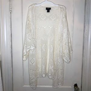 Open Knit White Slouchy Cardigan